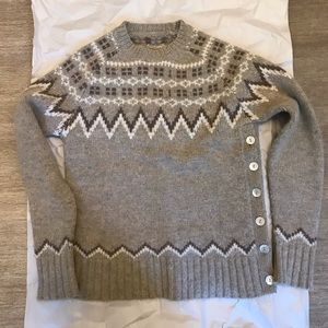 Beige and cream Gryphon modern Fair Isle wool sweater